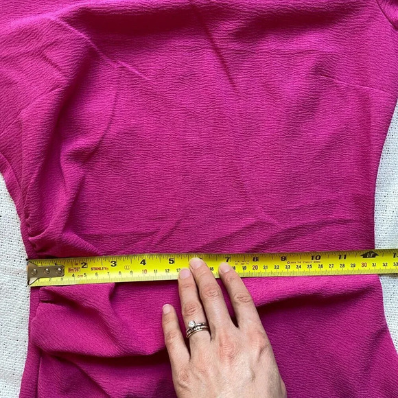 NWT H&M Hot Pink Gathered Scoop Neck Bodycon Mini Dress with Ruching Size XS - Picture 14 of 16